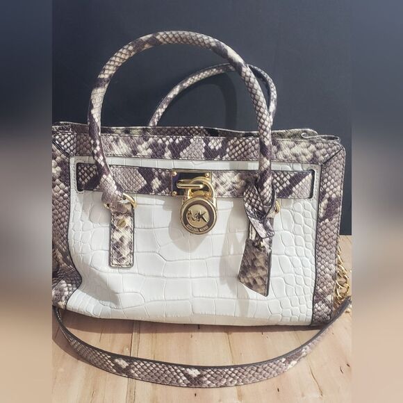 Michael Kors Handbags - Michael Kors Hamilton Crocco Embossed Python Leather Bag
